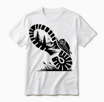 Hiking Boot with Forest Profile for Hikers Unisex T-Shirt - White