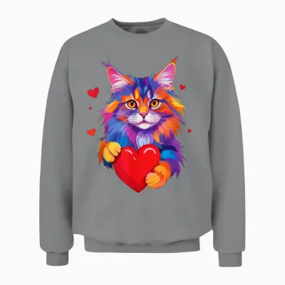 Chemise Maine Coon Cat - Graphique Coloré Maine Coon Heart Unisex Sweatshirt - Sport Grey