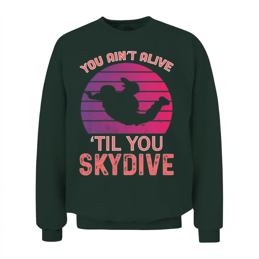 Retro Skydive Skydiver Skydiving Unisex Sweatshirt - Forest