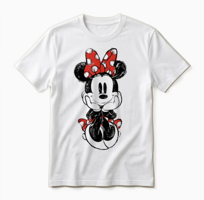 Disney Mickey and Friends Minnie Mouse Doodle T-Shirt Small Unisex T-Shirt in White