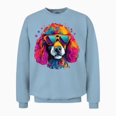 Wasserfarben Farbenfroher Pudel Hunde Unisex Sweatshirt - Light Blue
