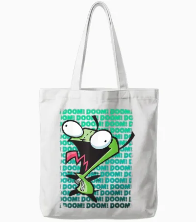 Nickelodeon Invader Zim Gir Impending Doom Song T-Shirt Small Tote Bags - White