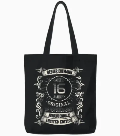 Bester Ehemann Seit 16 Jahren Hochzeitstag Saphierhochzeit Tote Bags - Black