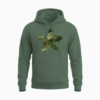 Camouflage Star Unisex Hoodie - Military Green