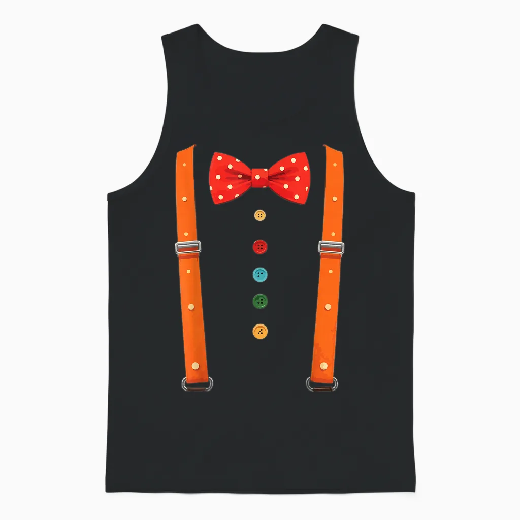 Hosenträger Clown Fliege Lustig Kostüm Karneval Fasching Unisex Tank Top in Black