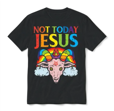 Today Not Jesus Satan Goat Satanic Rainbow Unisex T-Shirt - Black