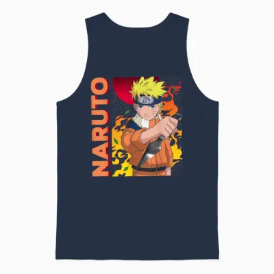 Naruto Main Character on Elemental Background Unisex Tank Top - Navy