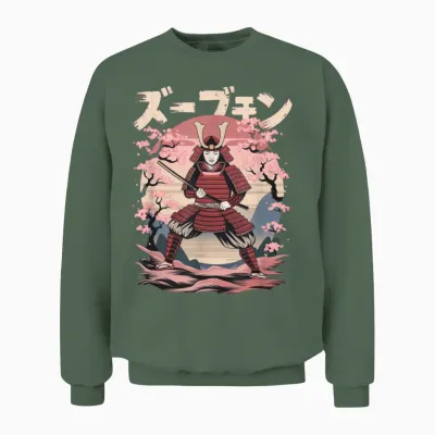 Vintage Fighter Retro Japanese Samurai Japan Samurai Meme T-Shirt, Black, S Unisex Sweatshirt - Military Green