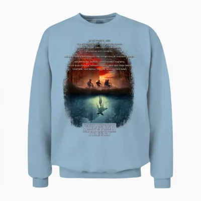 Stranger Things Upside Down Poster Officially Licensed Unisex Sweatshirt - Light Blue