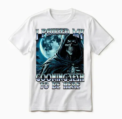 I Paused My Gooning Sesh to Be Here Cringe Brainrot 2025 Unisex T-Shirt - White