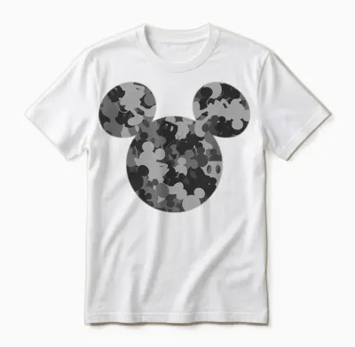 Disney Mickey Camo Gray Unisex T-Shirt - White