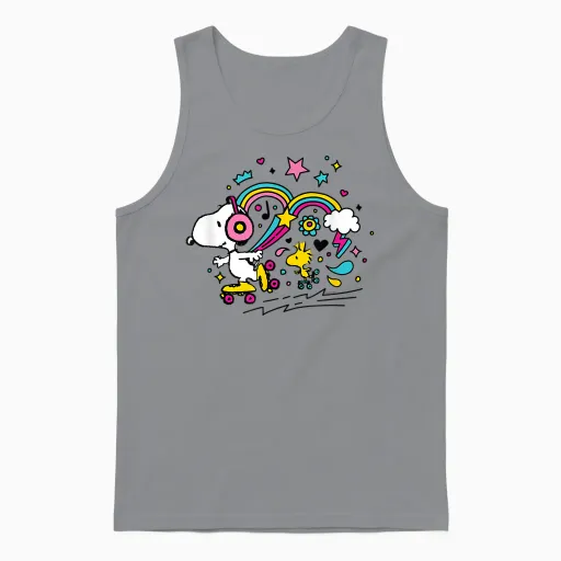 Peanuts - Snoopy Woodstock T-Shirt, Blue Unisex Tank Top in Sport Grey
