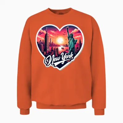 I Love New York Heart Ny City Lover Souvenir Retro Sunset Unisex Sweatshirt - Orange
