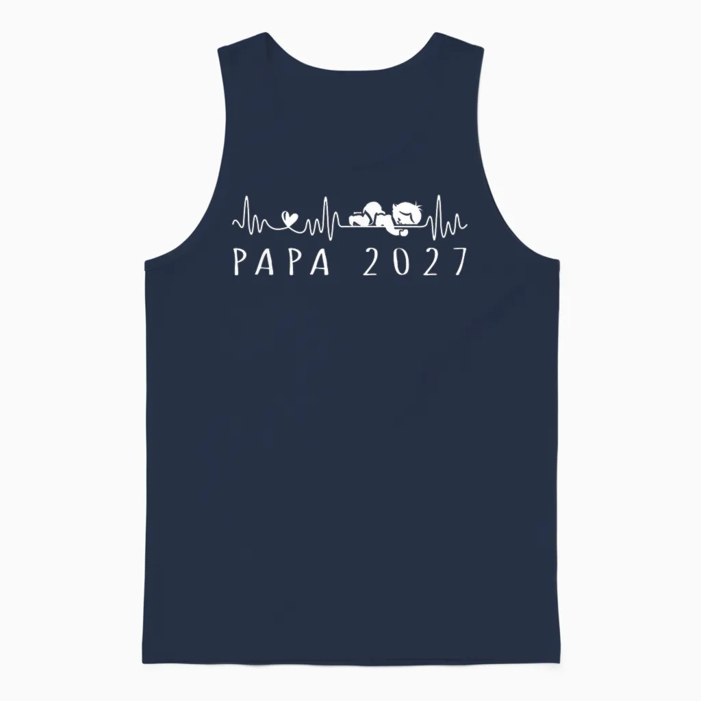 Futur Papa 2027 Battement De Cœur Annonce Grossesse Unisex Tank Top in Navy