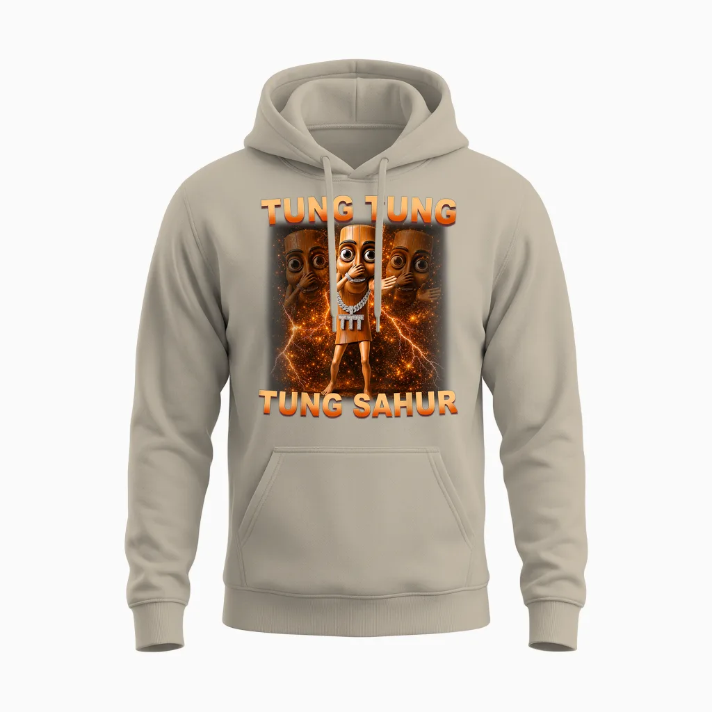 Tung Tung Tung Sahur Is Calling Scuba Dance Meme For Unisex Hoodie in Sand