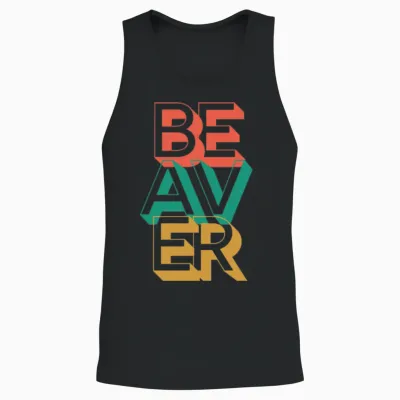 Retro Beaver Unisex Tank Top - Black