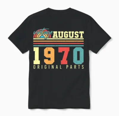 1970 August Retro Unisex T-Shirt - Black