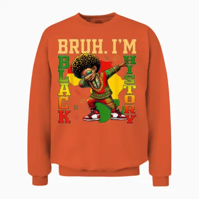 I Am Black History Dabbing Afro Men Boy Black History Month Unisex Sweatshirt - Orange