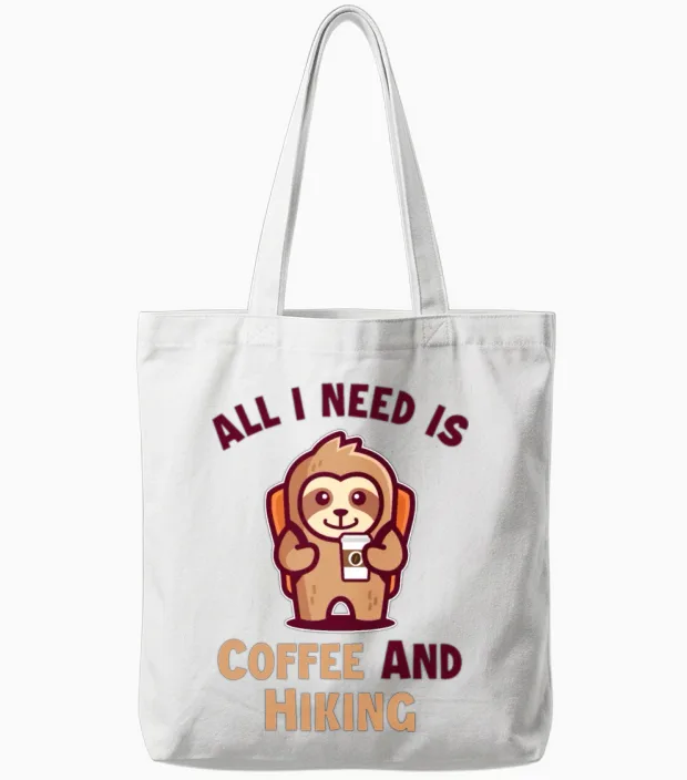 Coffee and Hiking Backpacking Outdoor Wander Tote Bags in White