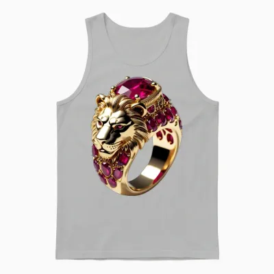 Regal Lion Ruby Ring – Royal Gold Jewelry Design Unisex Tank Top - Ash