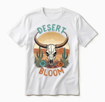 Retro Cowskull Desert Bloom Unisex T-Shirt - White
