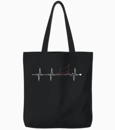 Dog Heartbeat Dog Mom Dogfather Dog Daddy Dog Tote Bags - Black