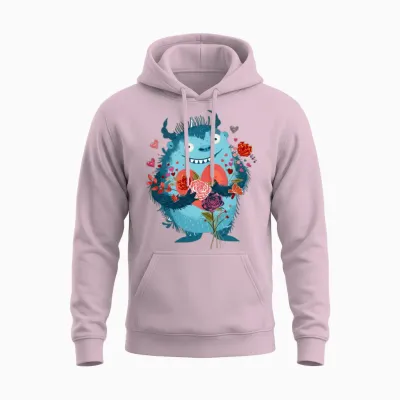 Cute Funny Monster Unisex Hoodie - Light Pink