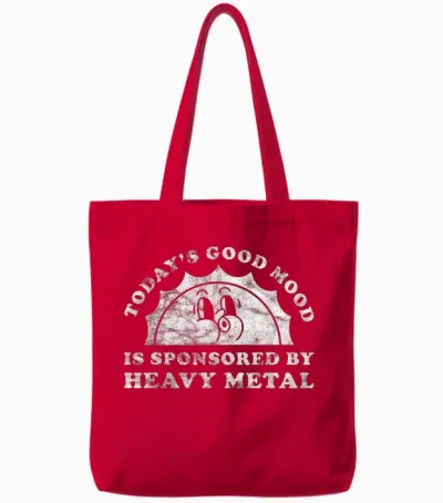 Funny Cute Vintage Retro Heavy Metal or Heavy Metal Tote Bags - Red