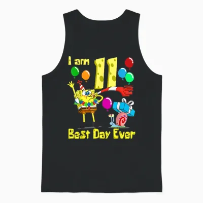 Mademark X Spongebob Squarepants - Spongebob I Am 11 Years Old Birthday Party Unisex Tank Top - Black