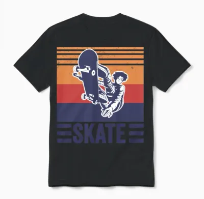 Skateboard Skate Skateboarder Retro Unisex T-Shirt - Black