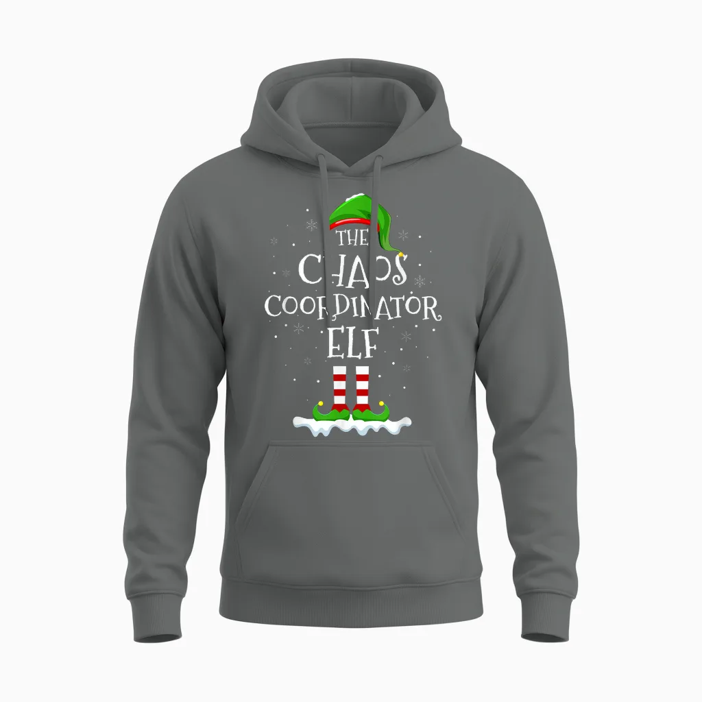 Chaos Coordinator Elf Squad Family Matching Christmas Elf Unisex Hoodie in Graphite Heather