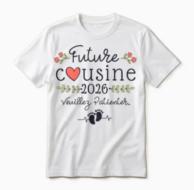 Future Cousin 2026 Announcement Pregnancy, Soon Cousine 2026 Unisex T-Shirt - White