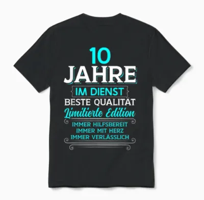 10 Year Service Anniversary Company Anniversary Work Anniversary T-Shirt, Black Unisex T-Shirt - Black