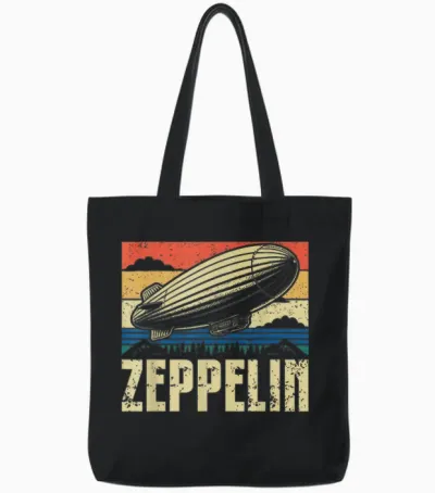 Zeppelin Vintage Sonnenuntergang Tote Bags - Black