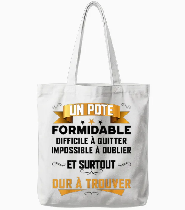 Un Pote Formidable Gift Best Boyfriend Super Friend Man T-Shirt, White, S Tote Bags in White