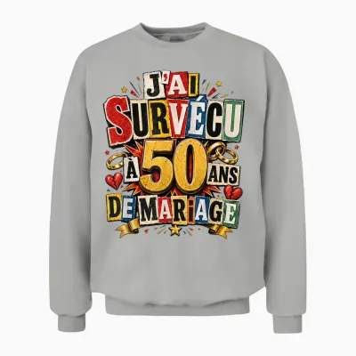 Noces D'or Humour J'ai Survécu à 50 Ans De Mariage Cadeau Unisex Sweatshirt - Ash