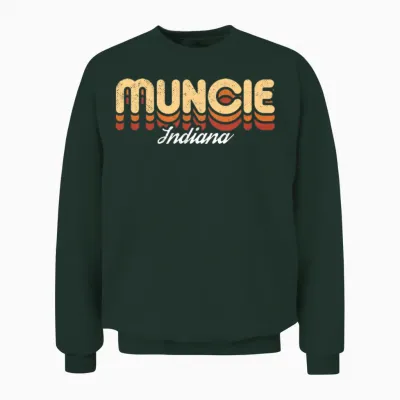 Retro Muncie Indiana Unisex Sweatshirt - Forest