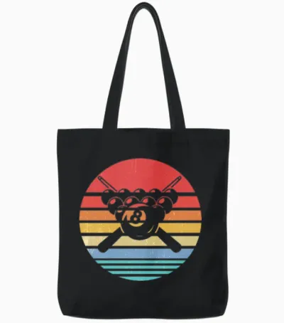 Billiard Retro Vintage Style Tote Bags - Black