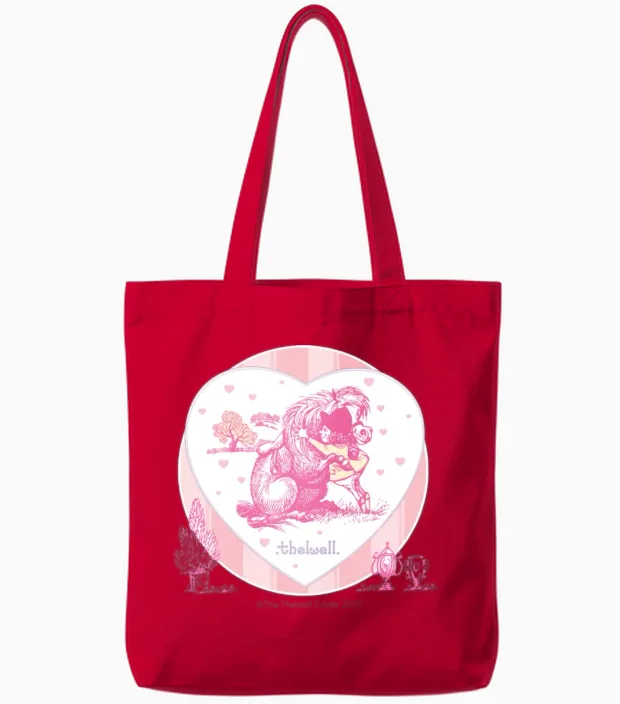 Ponyhugging Thelwell Cartoon Tote Bags in Red