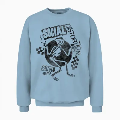 Offizielles Social Distortion Black Spray Skelly Unisex Sweatshirt - Light Blue