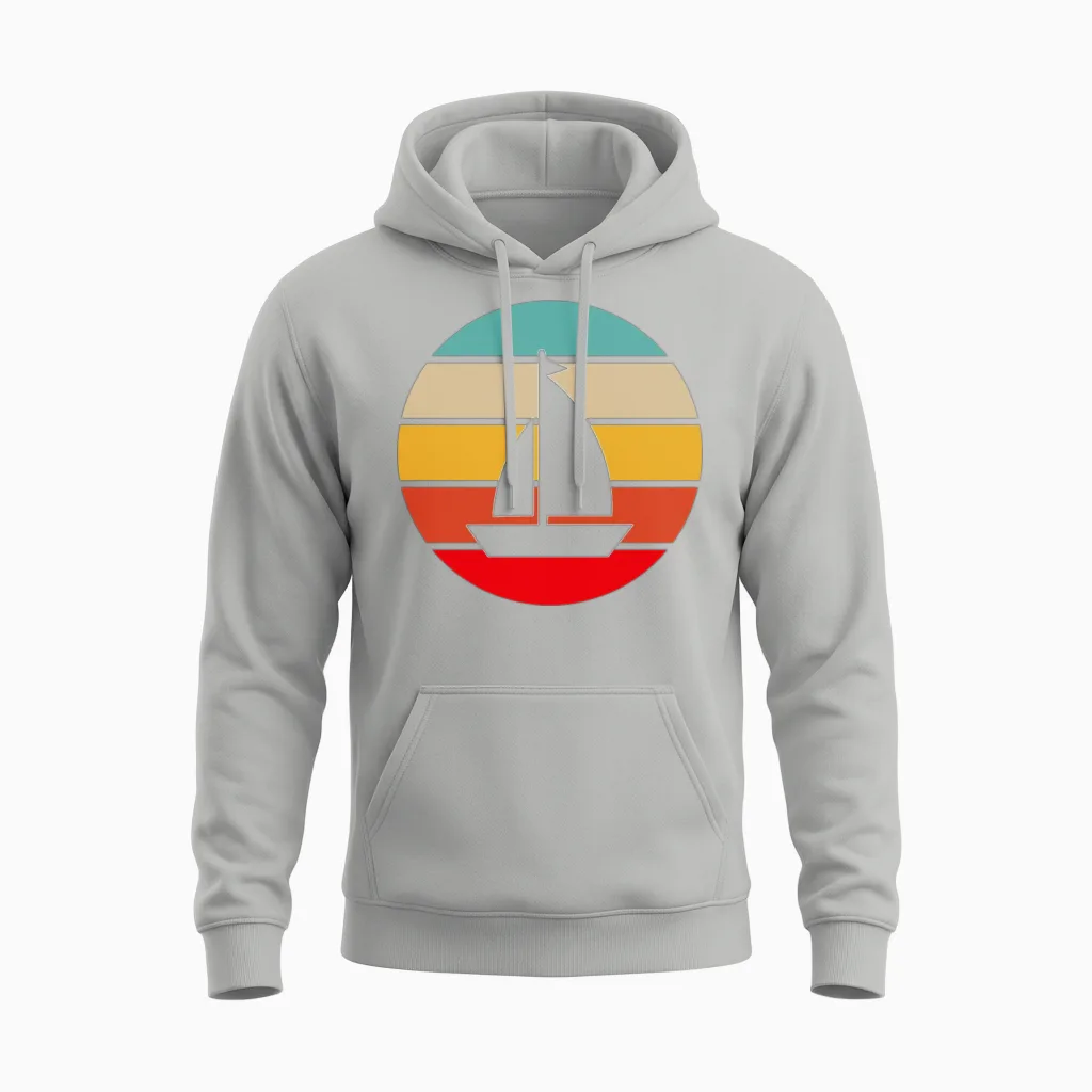 Sailing Retro Unisex Hoodie in Ash