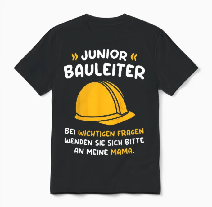 Kinder Mini Bauherr Baustelle Eigenheim Hausbau Junior Bauleiter Unisex T-Shirt in Black