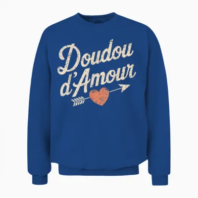 Doudou D'amour Valentine's Day Gift Cute Romantic T-Shirt, Black, S Unisex Sweatshirt - Royal