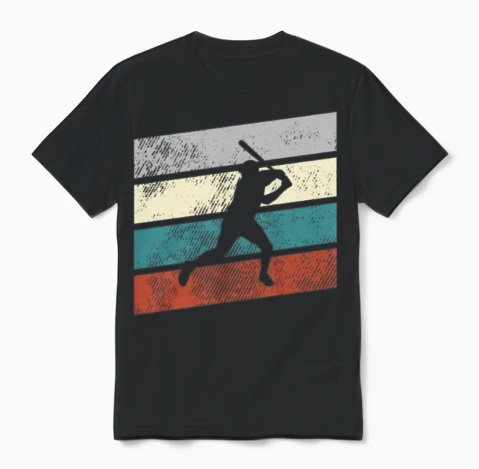 Baseball Retro & Softball Unisex T-Shirt in Black