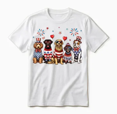 Patriotic Dogs Unisex T-Shirt - White