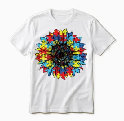 Autism Sunflower Retro Unisex T-Shirt - White