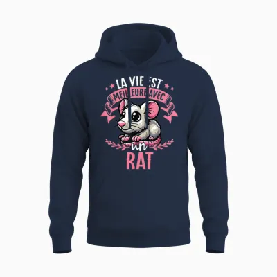 Life Is Better with a Rat - Sweet Rat T-Shirt, Black, S Unisex Hoodie - Navy
