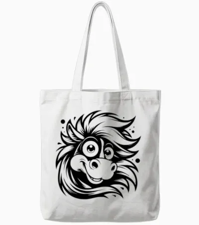 Funny Horse with Funny Eyes Tote Bags - White