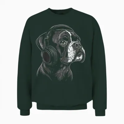 Boxer Chien Motif Animal Animalier Musique Casque Boxer Unisex Sweatshirt - Forest