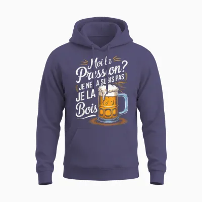 Moi La Pressure? Je Ne Suis Pas Je La Bois Humour Beer T-Shirt, Black, S Unisex Hoodie - Heather Sport Dark Navy